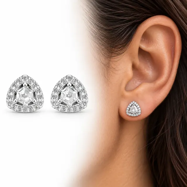 Triangular cravejado em Prata 925