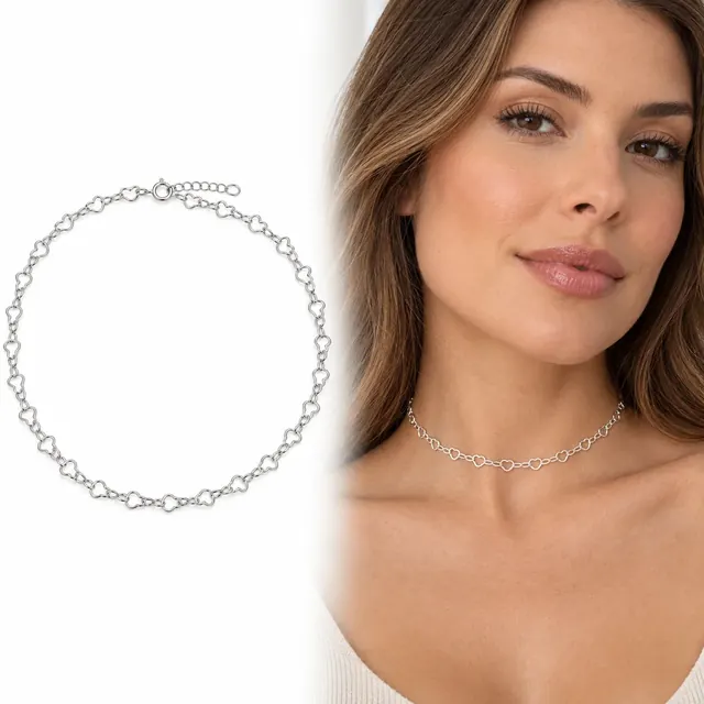 Choker de corações em Prata 925