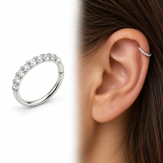 Piercing com 9 zircônias em Prata 925